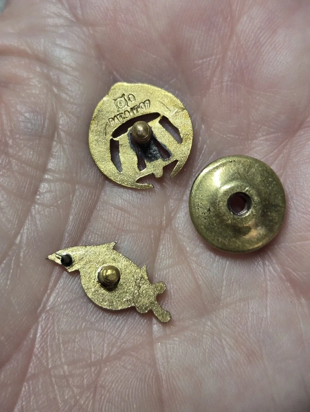 Vintage Gold Filled and Black Enamel Men’s Lapel Pins - Zembo Design